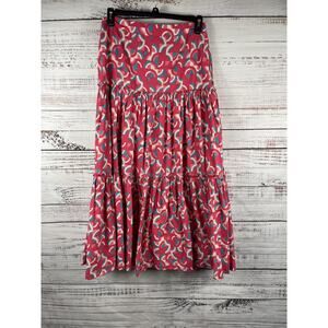 Sundance Skirt Womens Large Pink Geometric Tiered Peasant Maxi Cotton Lined